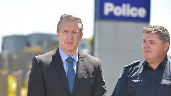 Detective acting superintendent Mark Hatt, left, and Inspector Bob Heaney hold a press conference. Picture: NCA NewsWire / Ian Wilson