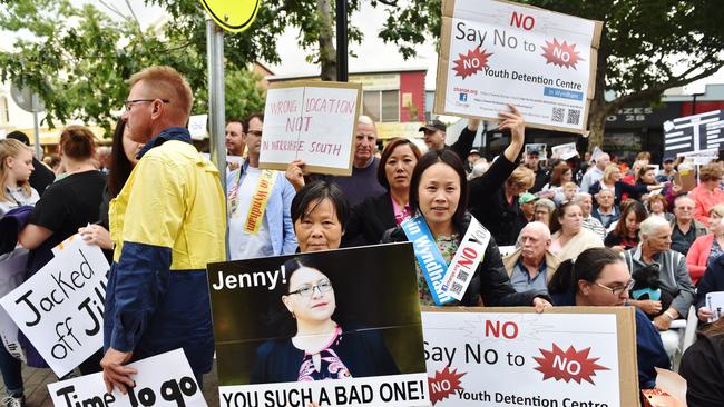 Locals protest against the building of a youth justice centre in Werribee.