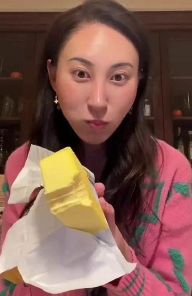 A woman who follows the 'high fat carnivore' diet plan has left people stunned after revealing a typical day of food. Picture: TikTok