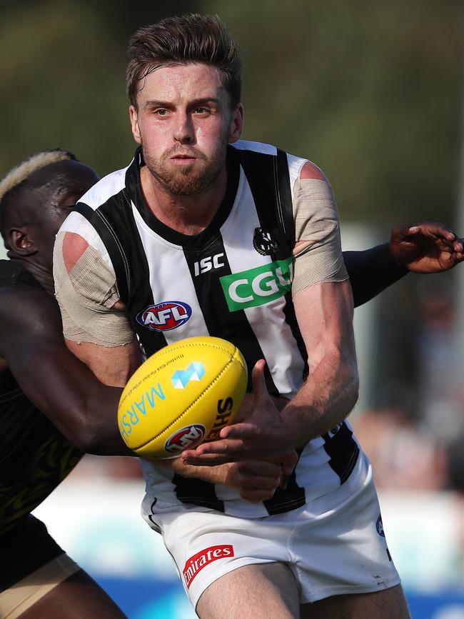 Jordan Roughead has become a reliable backman at the Pies. Picture: Michael Klein