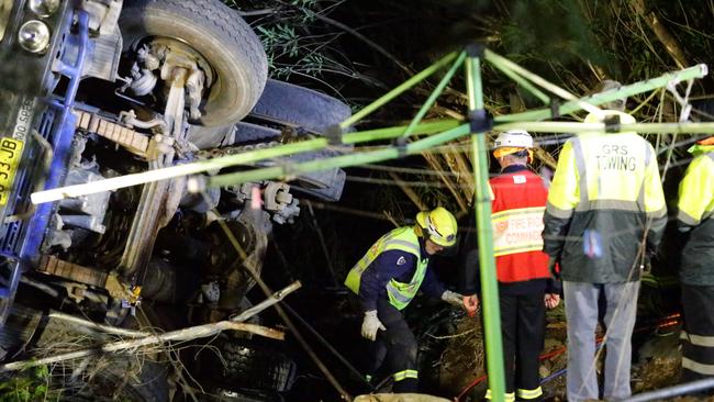 A woman has died after being crushed by a truck in Spurgin St, Wahroonga. Picture: Bill Hearne