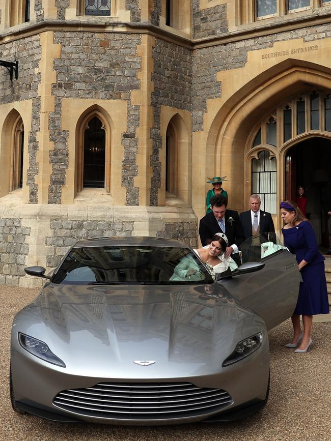 The couple’s car was worthy of a James Bond film. Picture: AP