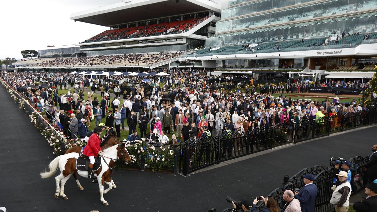 Damien Thorton returns to scale on Krakarib after winning race 1 the Darley Maribyrnong Plate during 2022 Melbourne Cup Day. Photo by Darrian Traynor/Getty Images