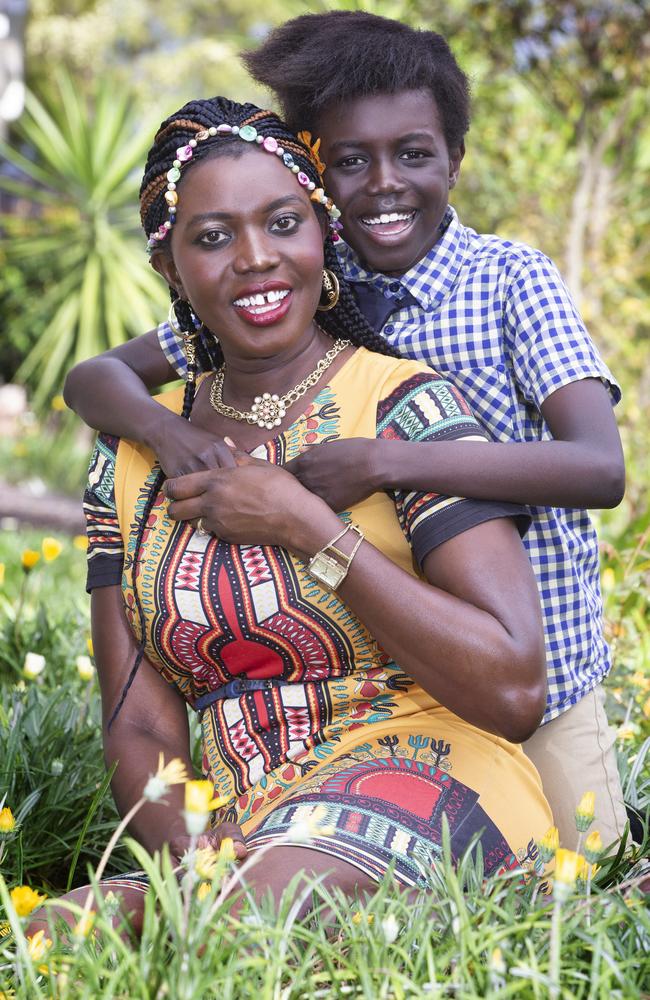 Anade Oboya and his mother Abang Othow. Picture: AAP/Renae Droop