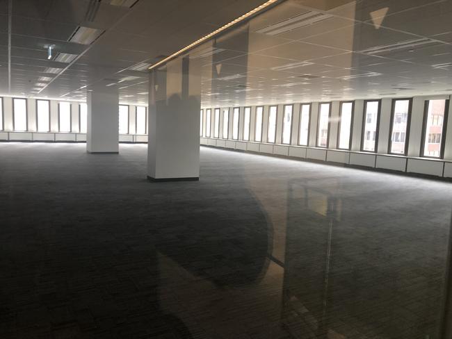 A completely empty floor in the 11-level building.