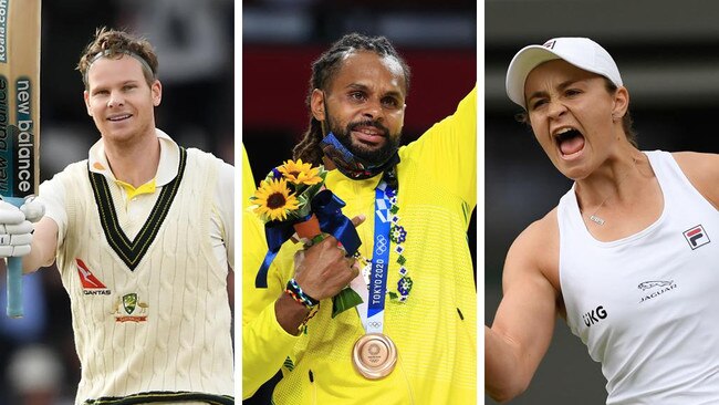 Cricket great Steve Smith, basketball star Patty Mills and tennis champion Ash Barty will offer rare insights into their worlds. Pictures: Getty Images, Adam Head