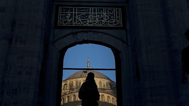 Istanbul’s Hagia Sophia, seen through the doorway, dates back to the Byzantine era. Picture: AP