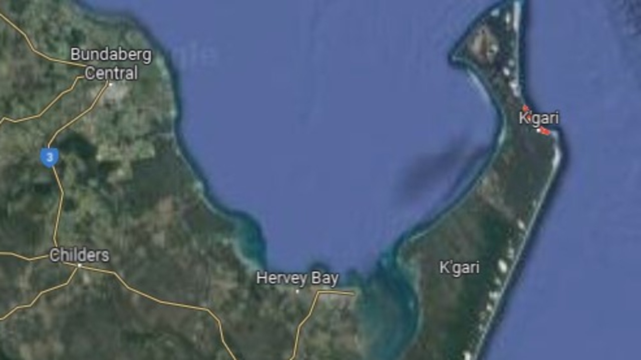 The location of K'gari, formerly known as Fraser Island, in Queensland. Picture: Google Maps