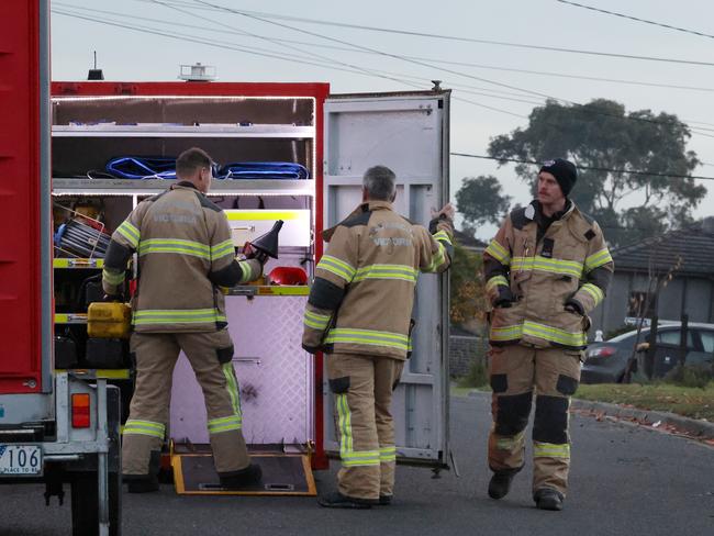 Firefighters at the scene on Thursday. Picture: David Crosling