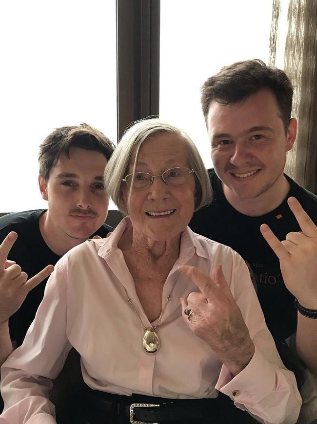 L-R – Australian YouTuber Lannan Eacott known as LazarBeam, recently passed Instagram star Judy Watkins known as Gangsta Grandma, and her grandson and video gamer Elliott Watkins known as Muselk. Picture: supplied