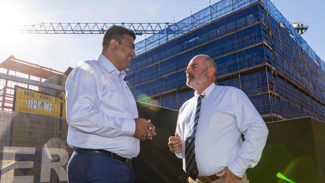 Minister Jinson Charls and Minister Bill Yan at the Northern Territory Art Gallery, Darwin NT. Picture: Pema Tamang Pakhrin