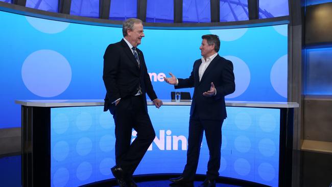 Current Nine chief Mike Sneesby with Peter Costello. Picture: Britta Campion / The Australian