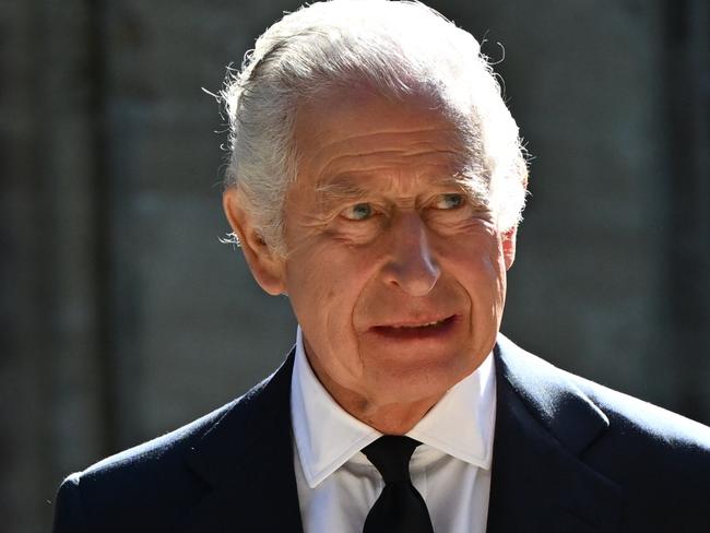 CARDIFF, WALES - SEPTEMBER 16: King Charles III and Camilla, Queen Consort depart following a Service of Prayer and Reflection for the Life of The Queen at Llandaff Cathedral on September 16, 2022 in Cardiff, Wales. King Charles III is visiting Wales for the first time since ascending the throne following the death of his mother, Queen Elizabeth II, who died at Balmoral Castle on September 8, 2022. (Photo by Matthew Horwood/Getty Images)