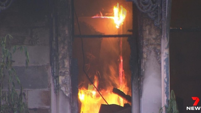 An arsonist is believed to be responsible for a house fire at North Plympton. Picture: 7NEWS