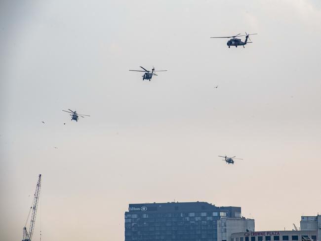 Blackhawk helicopters carry out counter-terrorism training in Melbourne ...