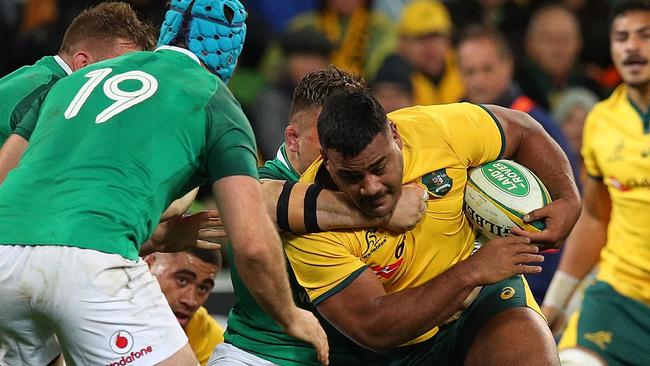 Taniela Tupou barged his way over for a try and showed his potential to be a major strike weapon for Australia. (Photo by Graham Denholm/Getty Images)