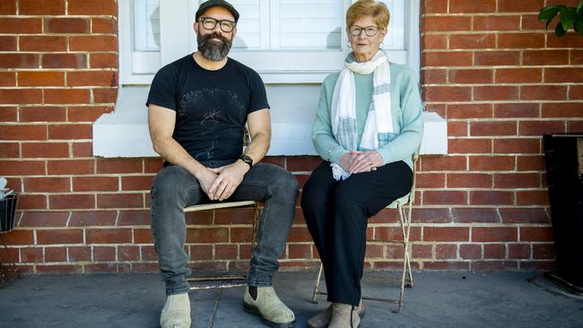 Nathaniel Albanese and mum Joan, whose grocery bill has increased about 25 per cent in the past year. Picture: Mark Brake