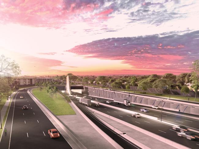 An artist impression of the proposed start of the North-South Corridor’s motorway at Darlington.