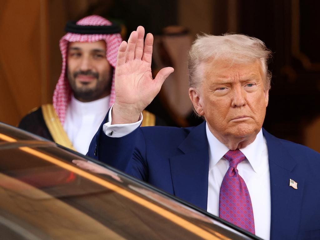 US President Donald Trump leaves the Saudi Royal Court with Saudi Crown Prince Mohammed bin Salman. Picture: Getty Images