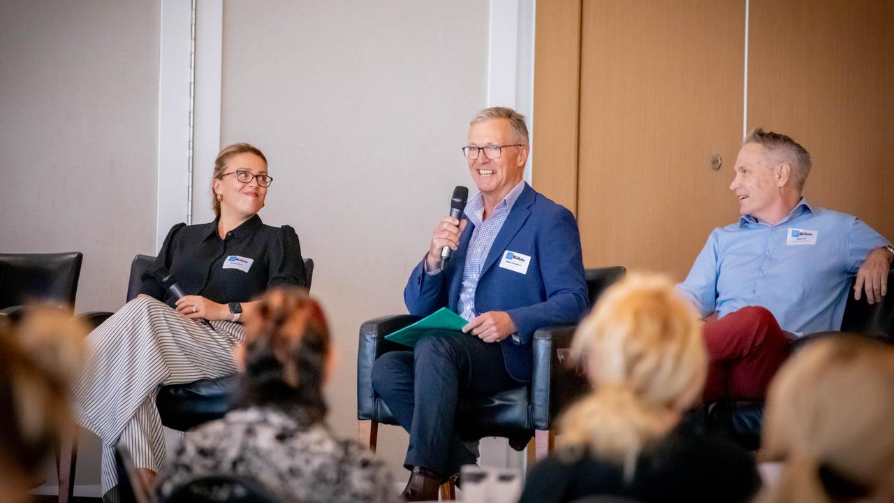 Queensland Airports Limited Aviation Business Development general manager Amanda Byrne, Qantas Queensland regional sales and development manager Adam Humphries and TEL chair and former Townsville Airport COO Kevin Gill at the Tourism Futures Forum.