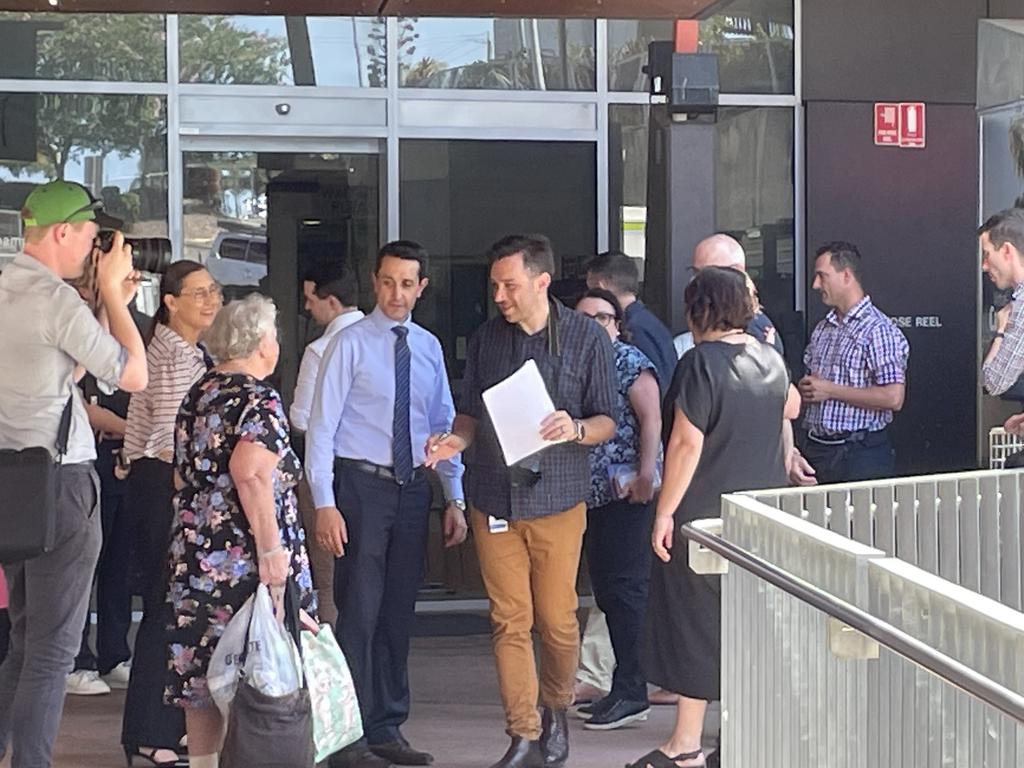 Queensland Premier David Crisafulli talking with staff and members of the public about what the hospital needs.