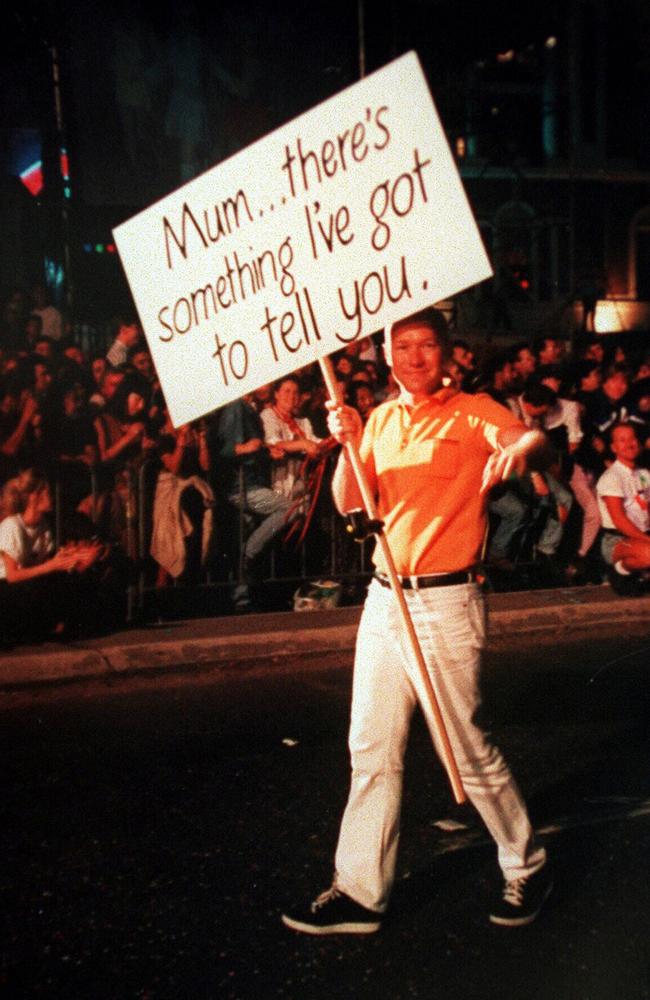 Greg Logan comes out during the Mardi Gras parade. Picture: Supplied