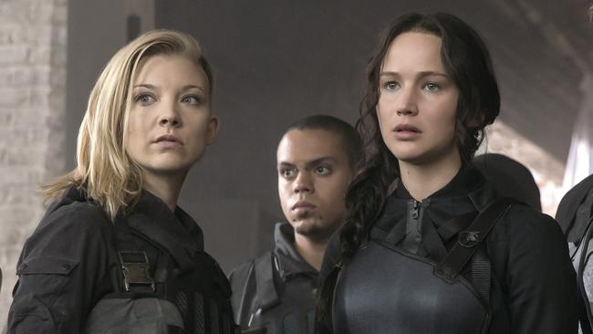 Natalie Dormer and Jennifer Lawrence in The Hunger Games: Mockingjay Part 1. Picture: Supplied
