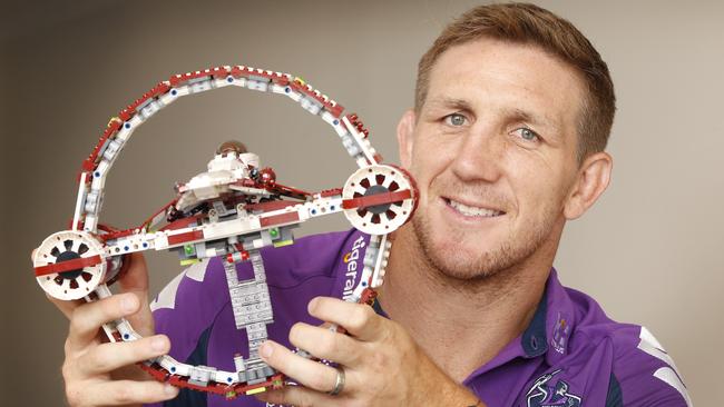 Melbourne Storm star Ryan Hoffman with his long-time Lego collection for Gil Gardiner's Sunday feature. Picture: David Caird