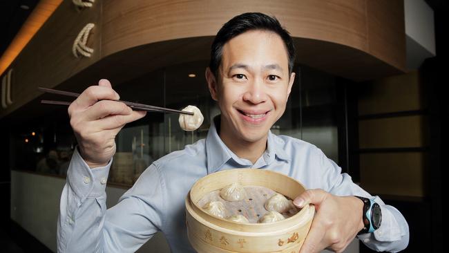 Local Din Tai Fung director Dendy Harjanto with xioa long bao dumplings. Picture- Nicole Cleary