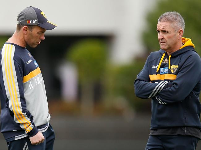 Alastair Clarkson and Chris Fagan at Hawthorn. Picture: Michael Willson/AFL Media