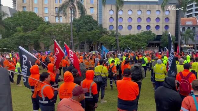 CFMEU protests at Cross River Rail site