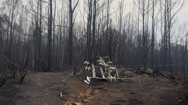 Damage to powerlines from West Coast bushfires. Picture: TasNetworks