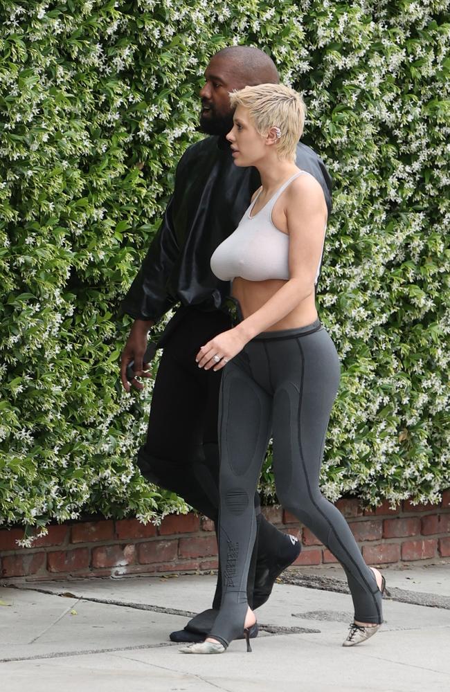 Kanye West's 'wife' Bianca Censori goes shoeless in completely sheer tights  for date