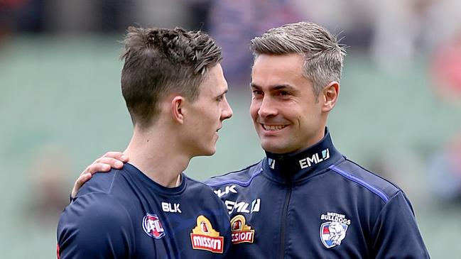 Toby McLean and Daniel Giansiracusa. 2016 AFL Grand Final match between the Western Bulldogs and the Sydney Swans at the Melbourne Cricket Ground (MCG), Melbourne, Australia on October 1, 2016. Picture : Mark Stewart