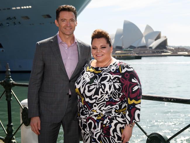 Hugh Jackman and Keala Settle at the announcement for the Australian leg of The Man. The Music. The Show world tour. Picture: Dan Himbrechts