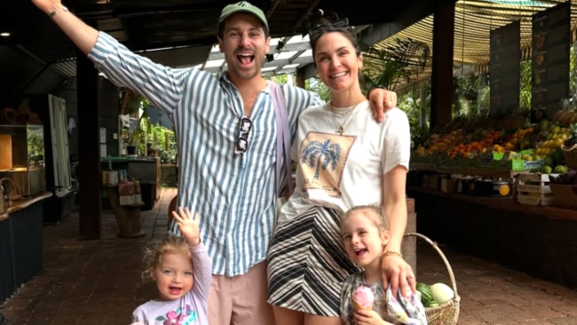 Matty J with wife Laura Byrne and their daughters Marlie and Lola. 