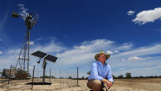 The NSW Government announce an additional $20 million will be made available to the most drough-affected farmers in the state under the Emergency Water Infrastructure Rebate scheme during a tour of the state's west. Acting Premier Troy Grant pictured on the Leconfield property near Walgett which hasn't received a decent rainfall since 2012.  Picture: Toby Zerna