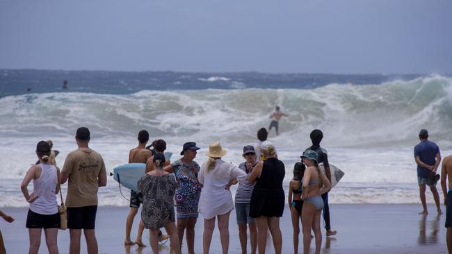 Surfers at Snapper Rocks on Sunday 2 January 2022. Picture: Jerad Williams
