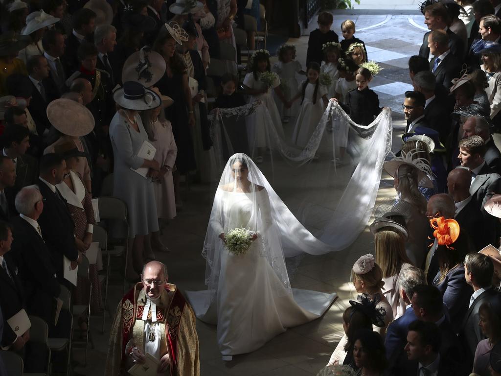 Meghan is rewriting many royal rules: including walking herself down the aisle at her wedding. Picture: AP