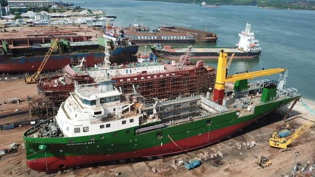 The Newcastle Bay II under construction at the Bandar Abadi Shipyard in Indonesia. Picture: Sea Swift