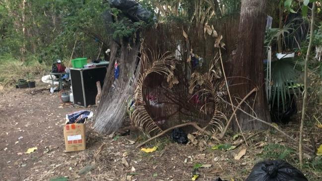 A camp site for the homeless at Southport on the Gold Coast around a local school.