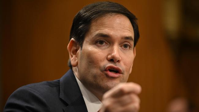 Marco Rubio testifies before a Senate foreign relations committee hearing on his nomination to be secretary of state, on Capitol Hill in Washington on Thursday. Picture: AFP