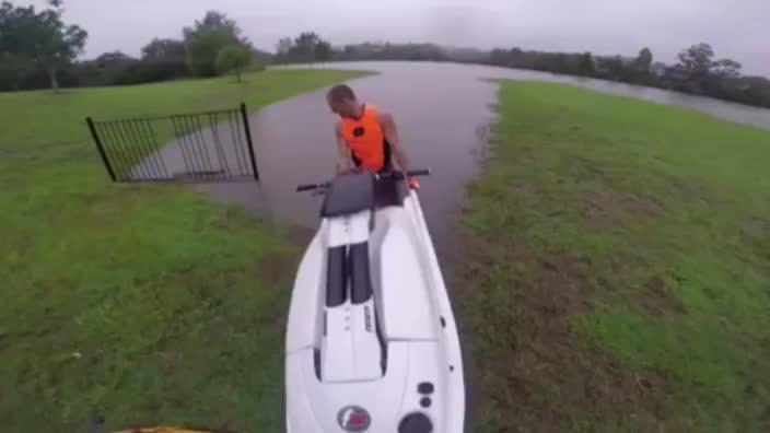 Gold Coast locals go jet skiing in the park