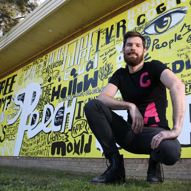 The mural was part of Campbelltown Arts Centre’s OK Democracy: We Need to Talk exhibition. Picture: Robert Pozo