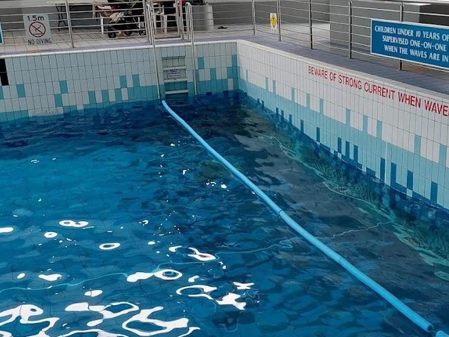 CCTV at Mildura Waves shows Laurie Oliver meeting with an underage girl and embracing in the pool for over an hour. Picture: Google