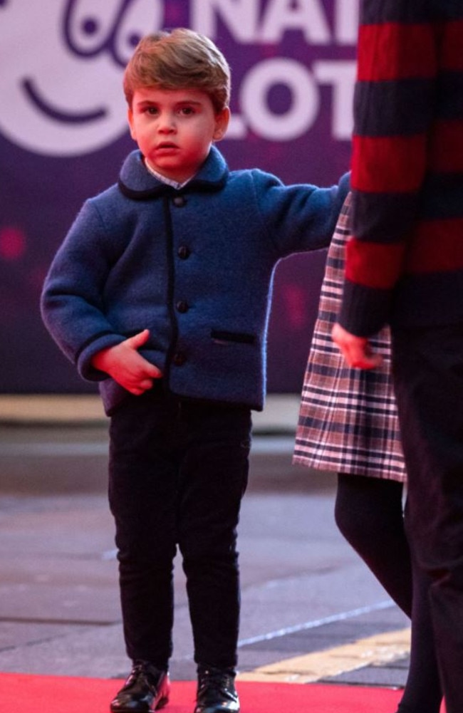 Prince Louis at the London Palladium for a special performance of the pantomime ‘Pantoland’. Picture: Getty Images