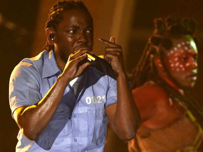 Kendrick Lamar delivers an incredible performance. Picture: AFP