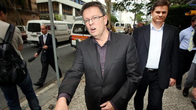 Kleenmaid brothers Andrew (left) and Brad (right) Young at the Mercure Hotel Brisbane following the liquidation of the company. Picture: Newscorp