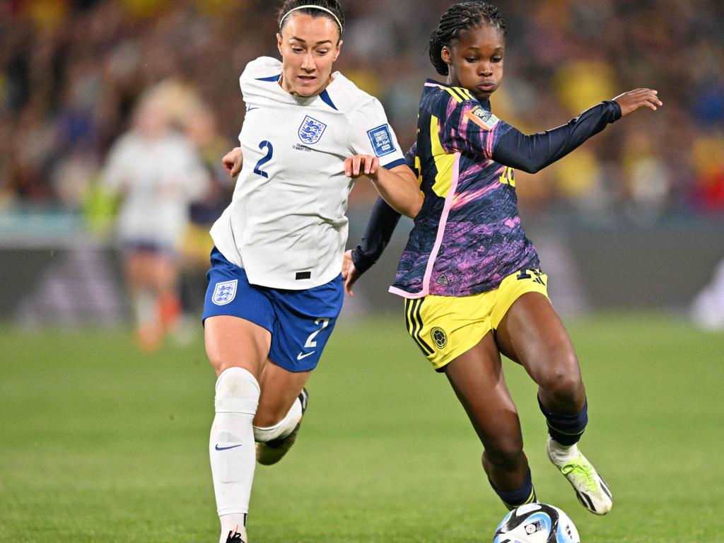 Lucy Bronze has covered more ground for England than any teammate at 52 kilometres. Picture: Izhar KHAN / AFP