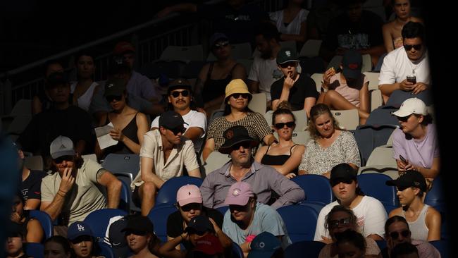 Fans at Maryna Zanevska and Veronika Kudermetova match. Picture: Darrian Traynor